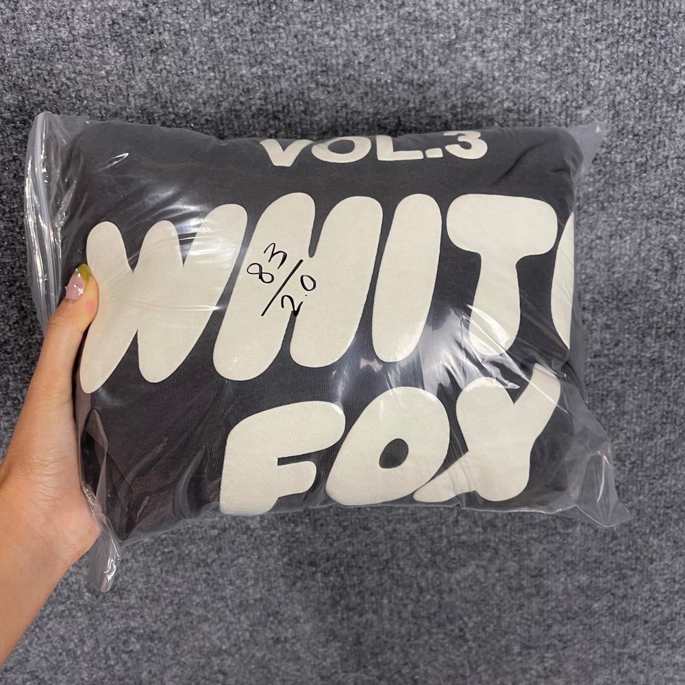 White Fox Hoodie Womens M Charcoal Grey Good Vol 3 Graphic Oversized Pullover - Picture 9 of 9